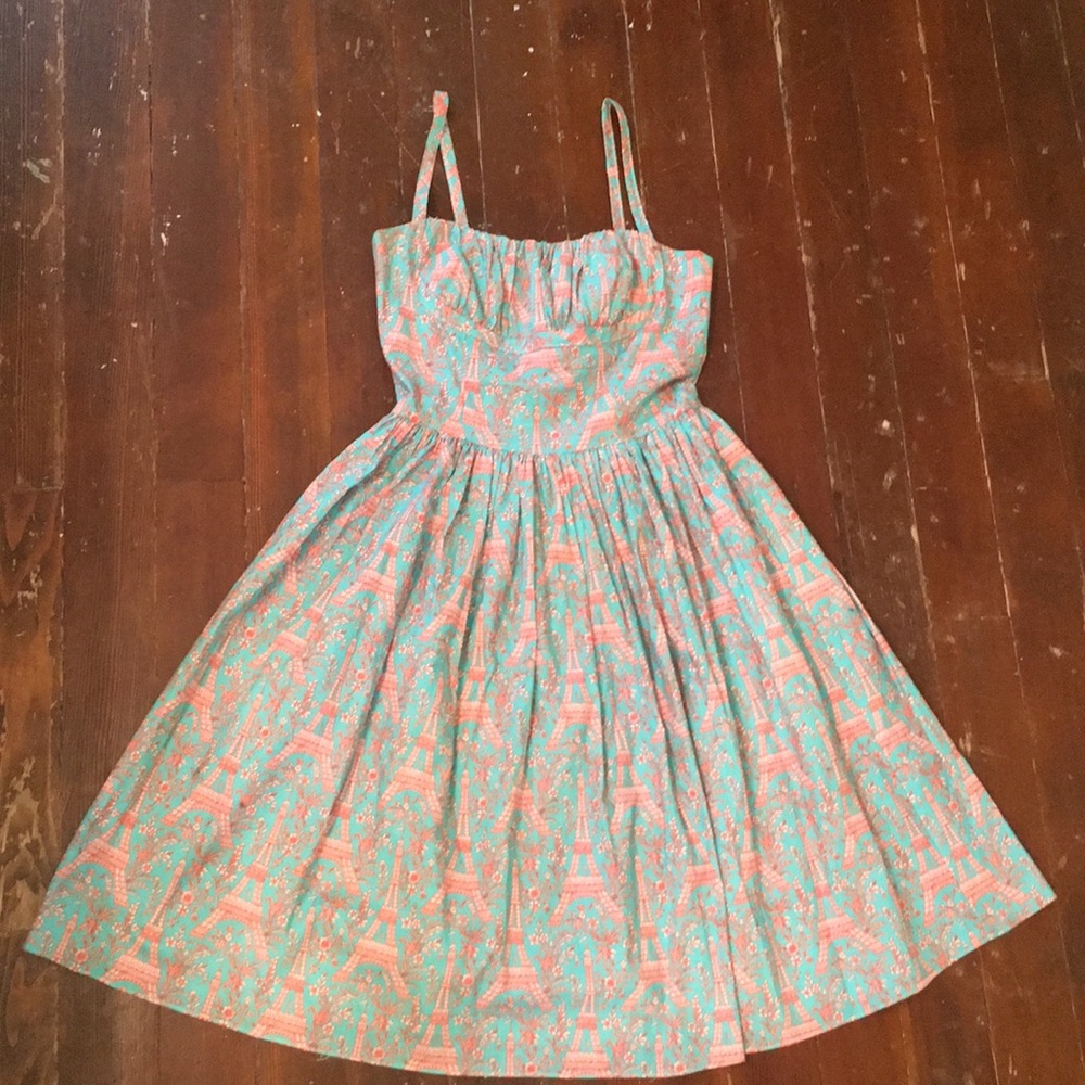 RARE discontinued Eiffel Tower aqua dress